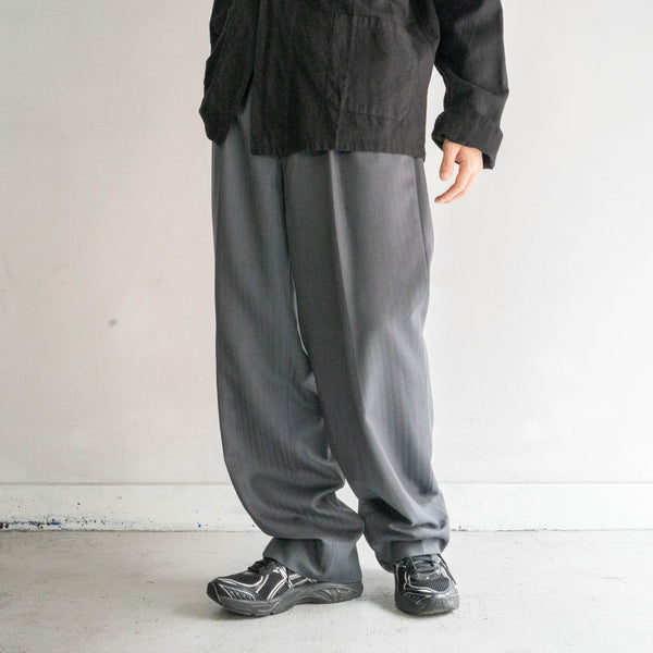 1980-90s Japan vintage gray × blue striped herringbone slacks