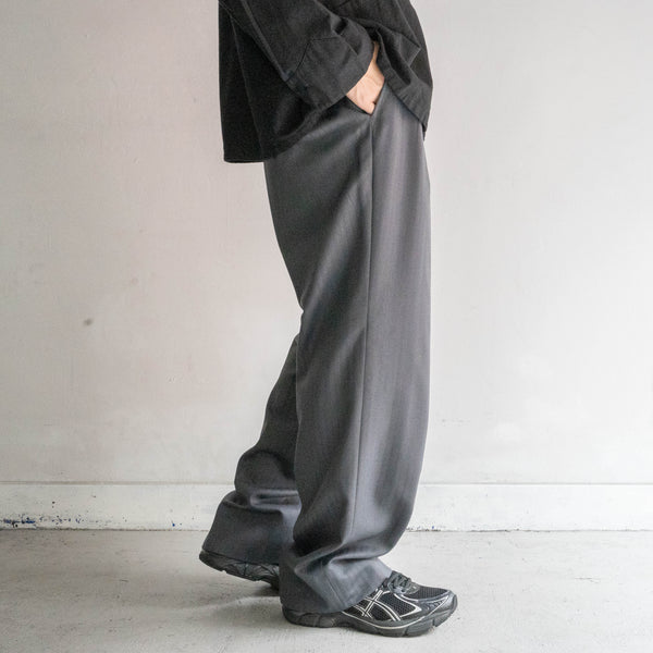 1980-90s Japan vintage gray × blue striped herringbone slacks