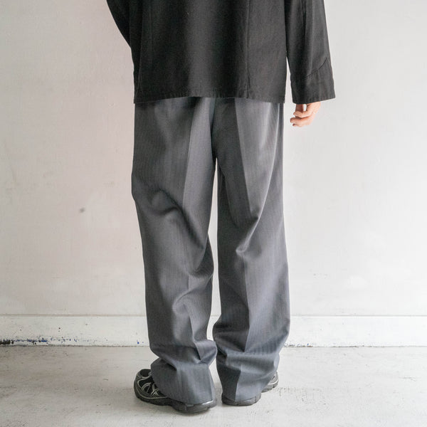 1980-90s Japan vintage gray × blue striped herringbone slacks