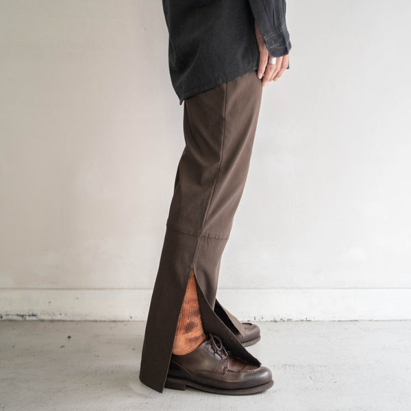 2000s dark brown viscose × polyester deep slit slacks