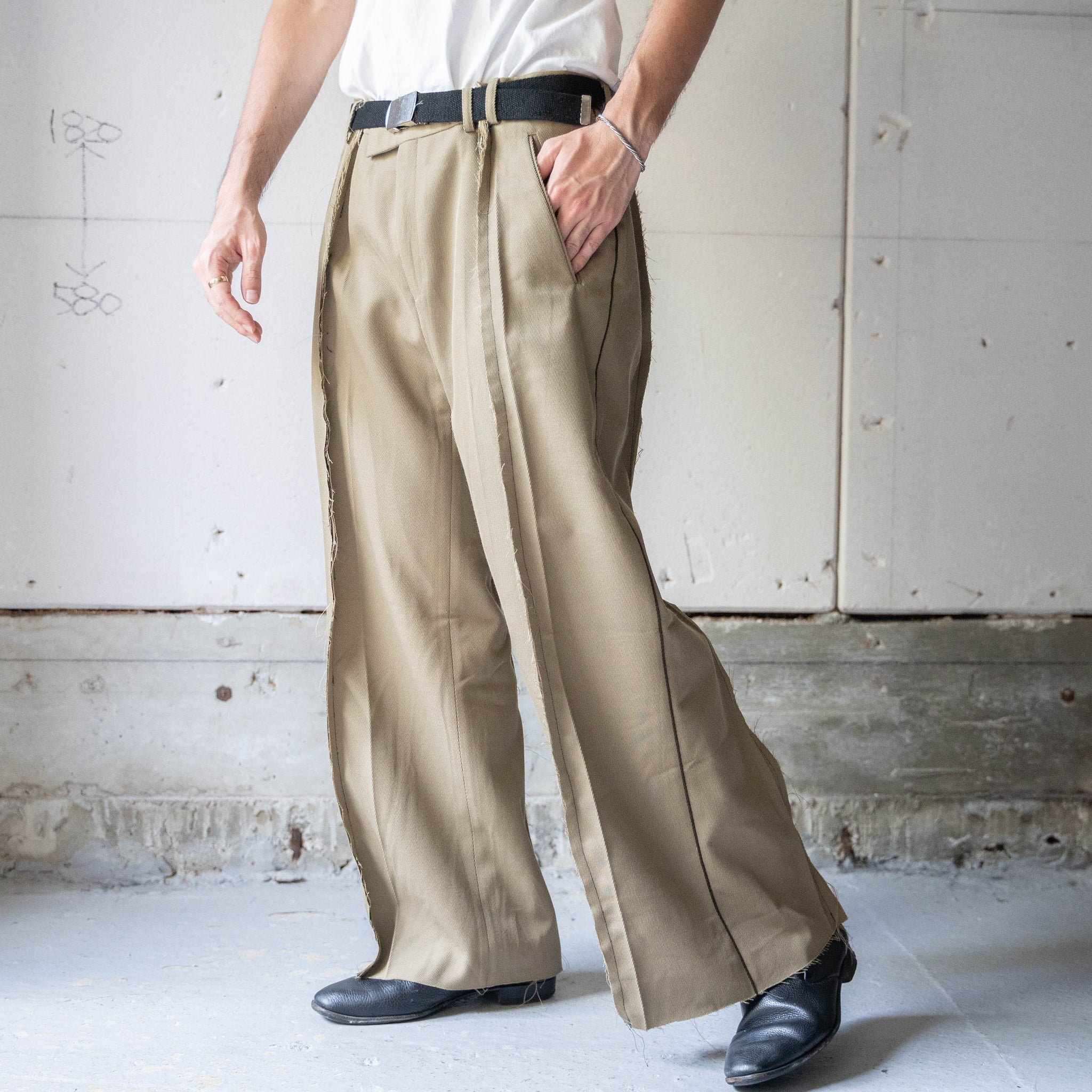 French military side line docking wide pants