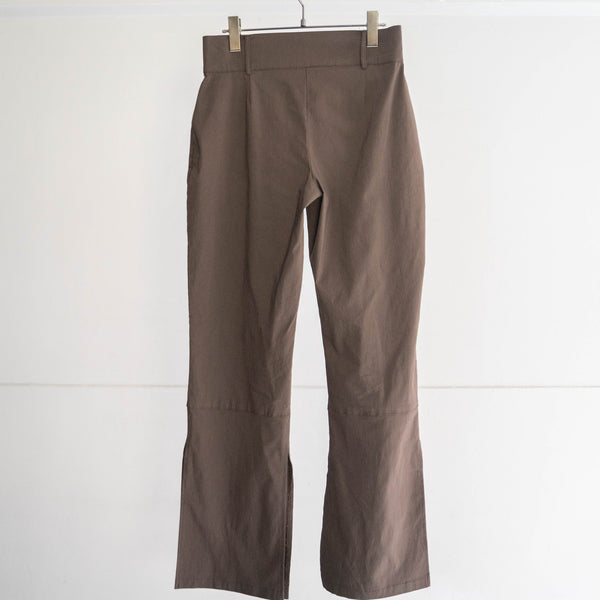 2000s dark brown viscose × polyester deep slit slacks