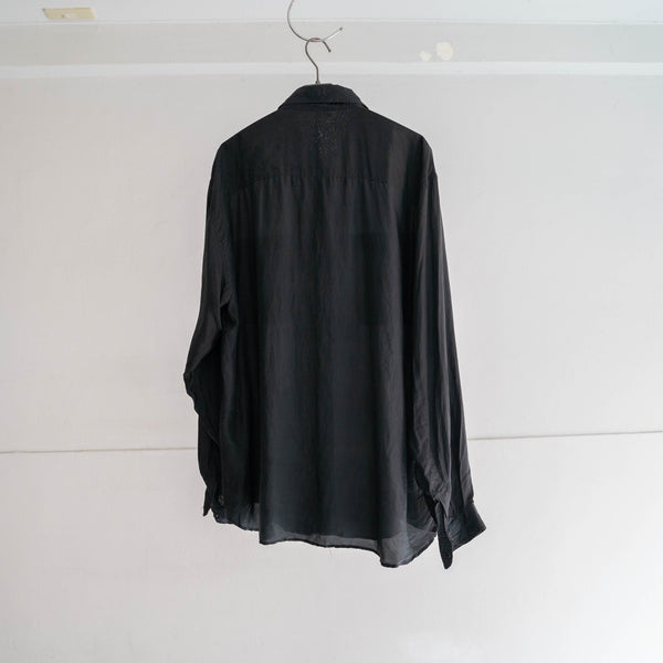 1990s black silk 100 l/s shirt -1