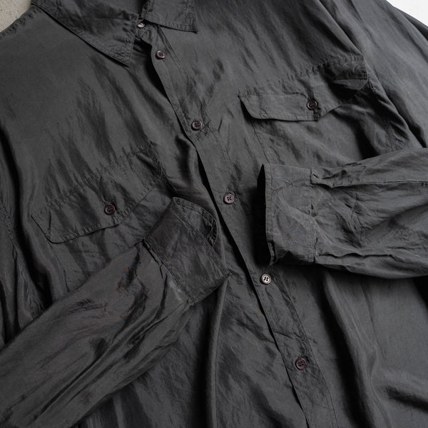 1990s black silk 100 l/s shirt -1