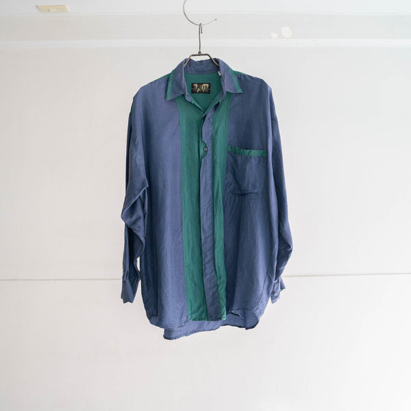 1990s blue × green silk 100 l/s shirt