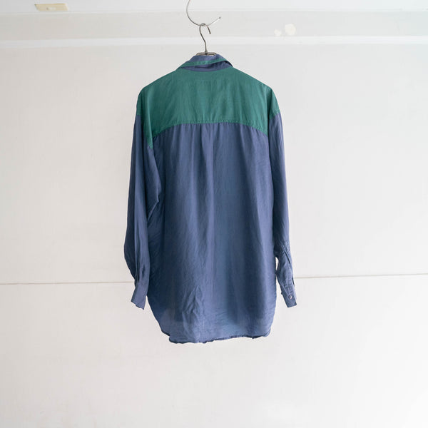1990s blue × green silk 100 l/s shirt