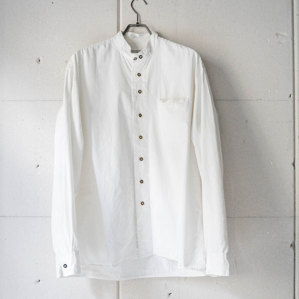 1990s white color stand collar tyrolean shirt