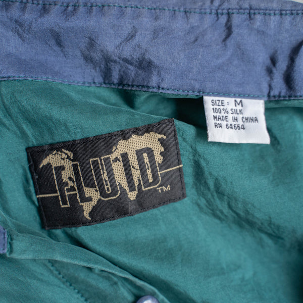 1990s blue × green silk 100 l/s shirt