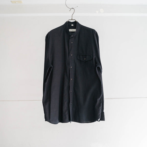 1990s Italy black stand collar l/s shirt