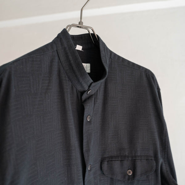 1990s Italy black stand collar l/s shirt