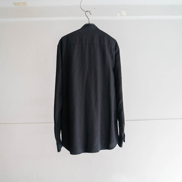 1990s Italy black stand collar l/s shirt