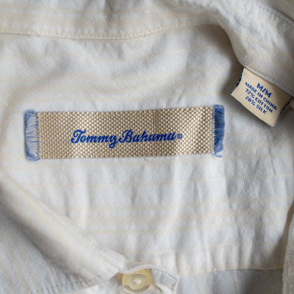 1990s ivory based embroidery l/s dress shirt