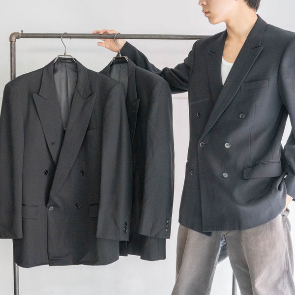 1990-00s Japan vintage black double breasted tailored jacket -3