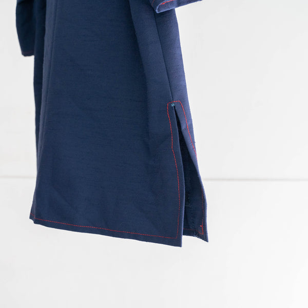 kimono fabric navy pull over s/s shirt