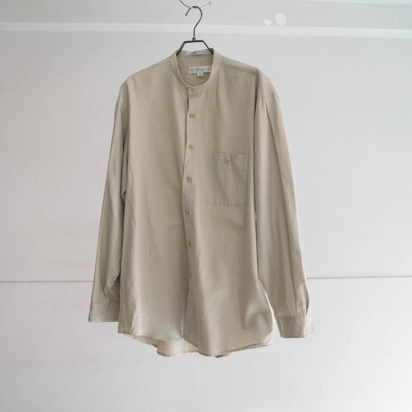 1990s ivory cotton 100 stand collar l/s shirt