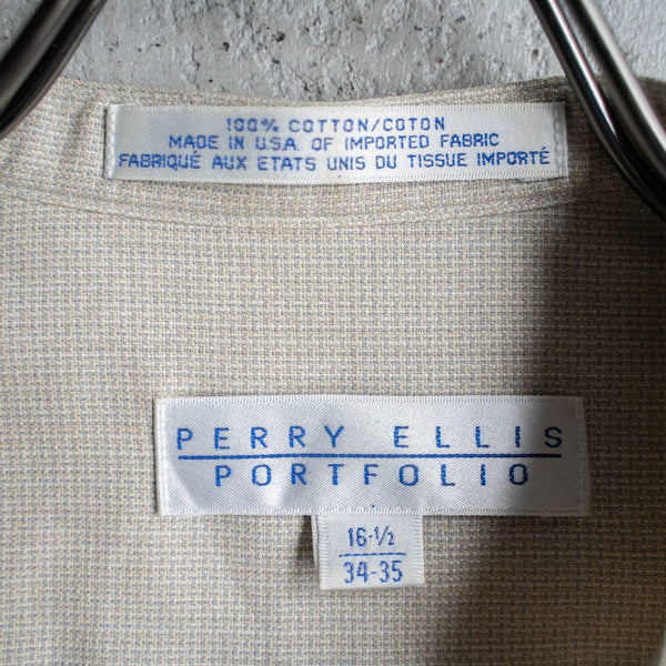 1990s ivory cotton 100 stand collar l/s shirt