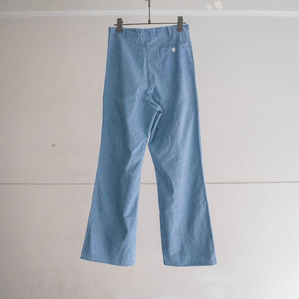 1970s Italy blue chambray flare work pants 'dead stock'