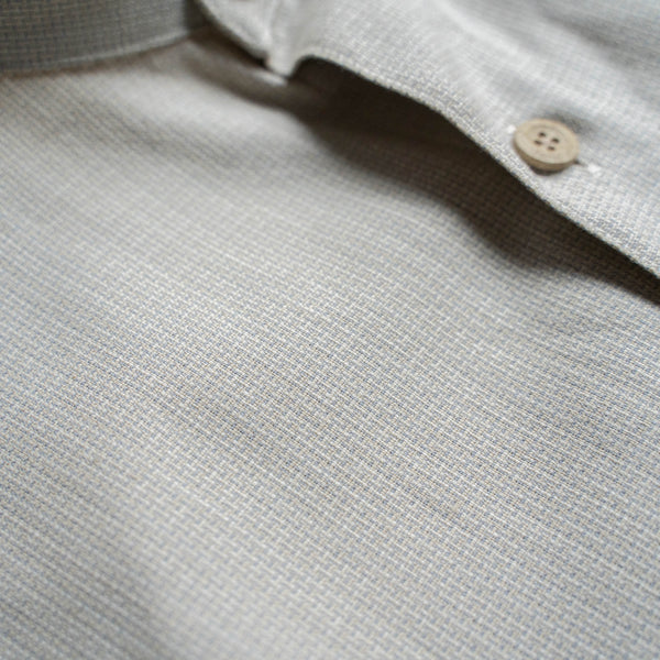 1990s ivory cotton 100 stand collar l/s shirt