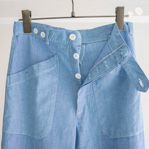 1970s Italy blue chambray flare work pants 'dead stock'