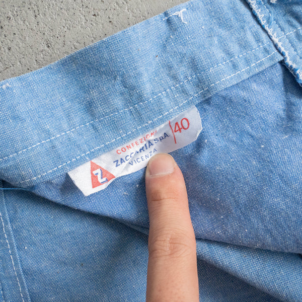 1970s Italy blue chambray flare work pants 'dead stock'