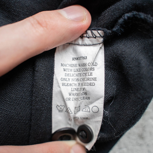 1990s black linen × rayon cuba s/s shirt