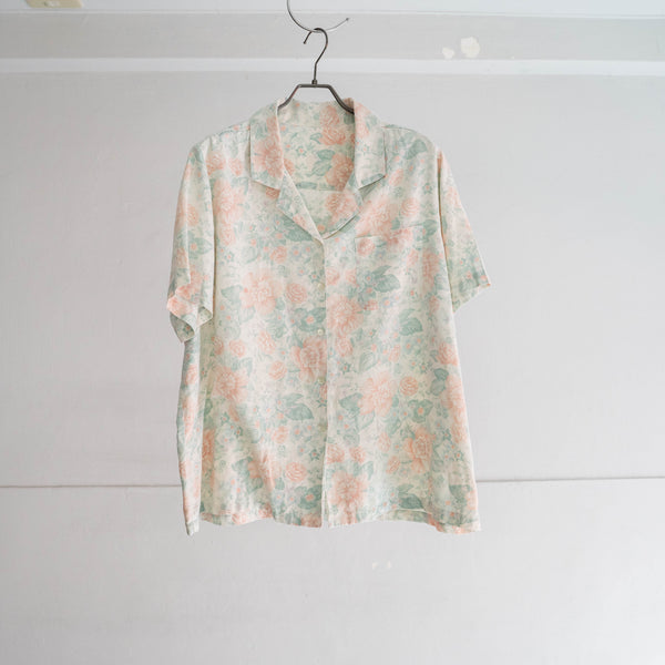 1980-90s flower pattern s/s shirt -good fade-