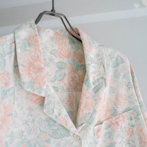 1980-90s flower pattern s/s shirt -good fade-
