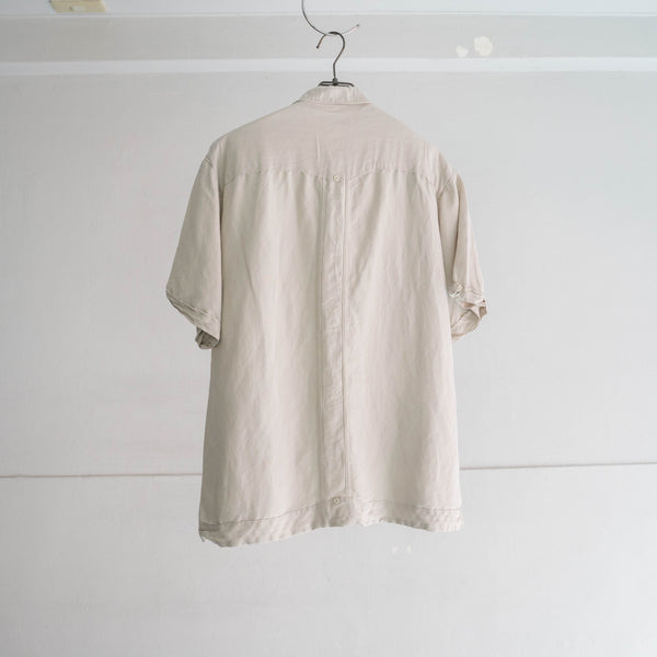 1990s light beige linen × rayon cuba s/s shirt