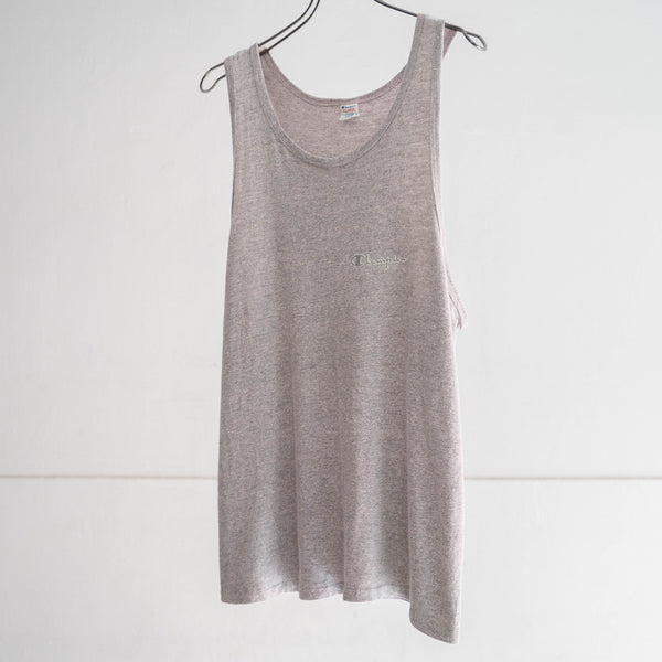 1980s 'champion' marbled gray color cotton × rayon tank top