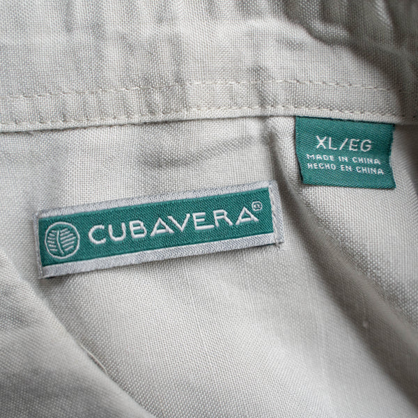 1990s light beige linen × rayon cuba s/s shirt