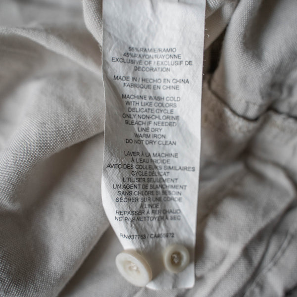1990s light beige linen × rayon cuba s/s shirt