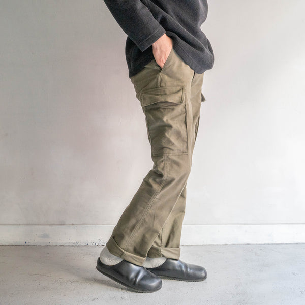 around 1990s German military khaki color moleskin cargo pants 'mint condition'