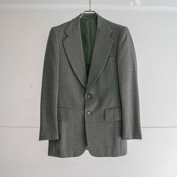 1990s Japan vintage gray based check tailored jacket