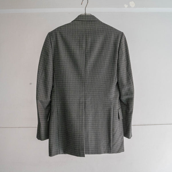 1990s Japan vintage gray based check tailored jacket