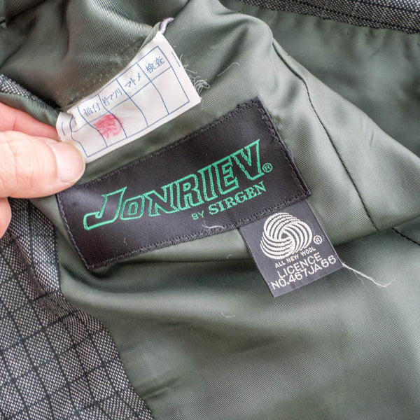 1990s Japan vintage gray based check tailored jacket