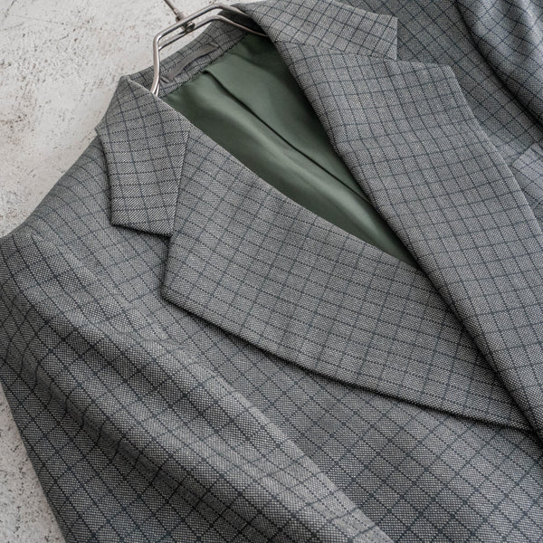 1990s Japan vintage gray based check tailored jacket