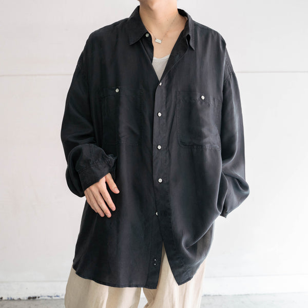 1990s black silk 100 l/s shirt -3