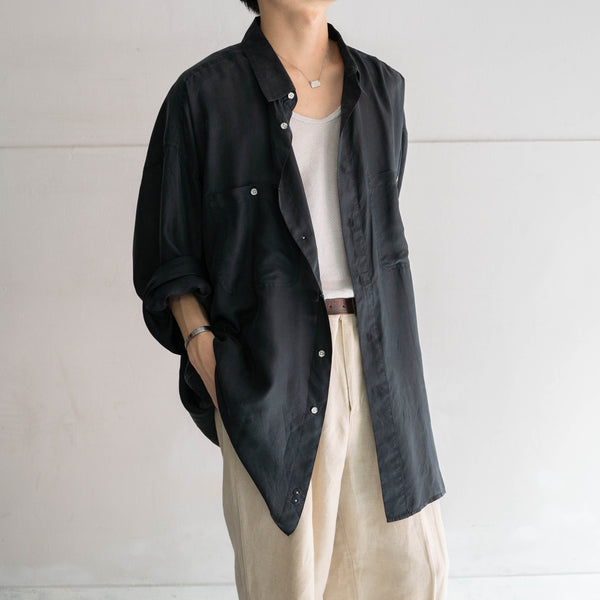 1990s black silk 100 l/s shirt -3