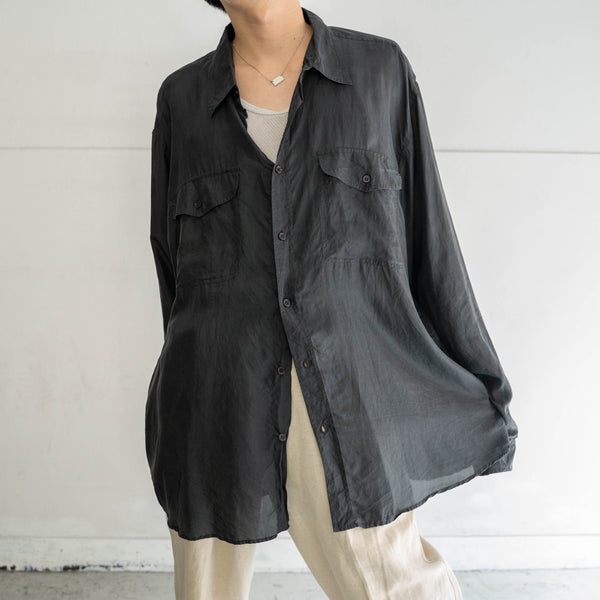 1990s black silk 100 l/s shirt -1