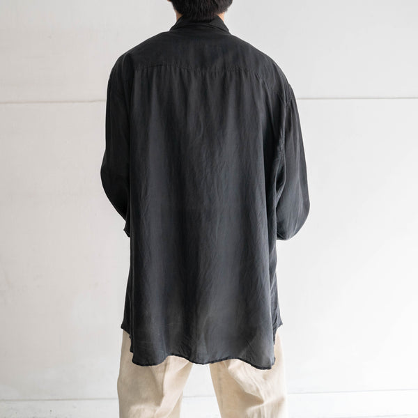 1990s black silk 100 l/s shirt -1