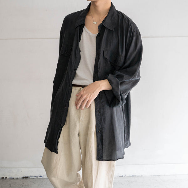 1990s black silk 100 l/s shirt -1