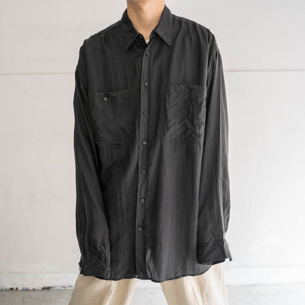 1990s black silk 100 l/s shirt -2