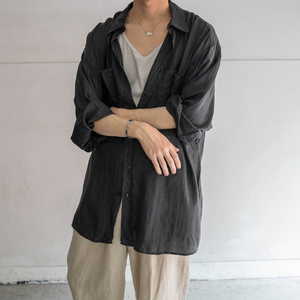 1990s black silk 100 l/s shirt -2