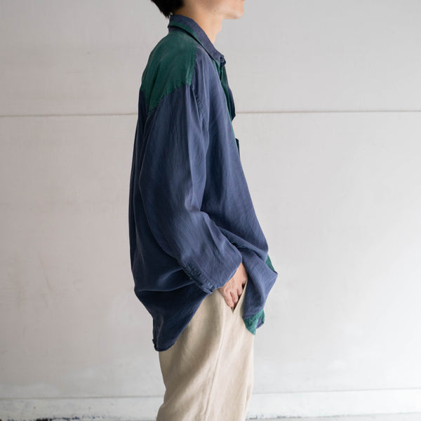 1990s blue × green silk 100 l/s shirt