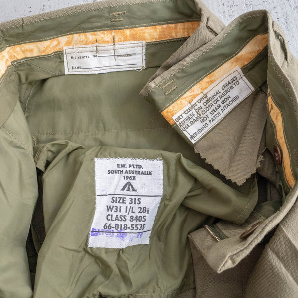 1960s Australian military olive 2 tuck dress pants 'dead stock'