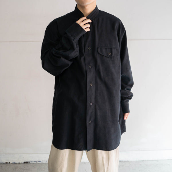 1990s Italy black stand collar l/s shirt