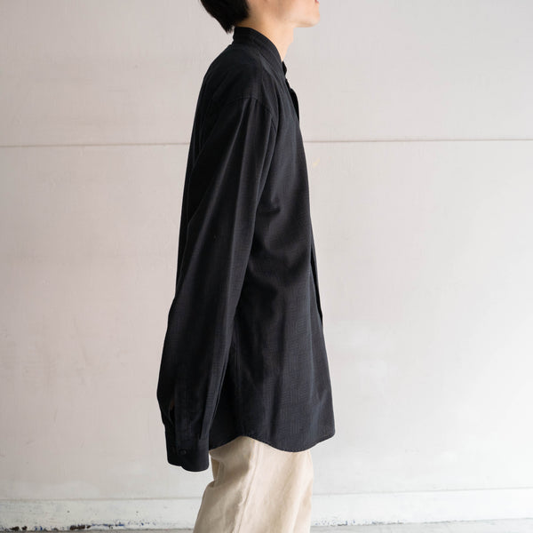 1990s Italy black stand collar l/s shirt