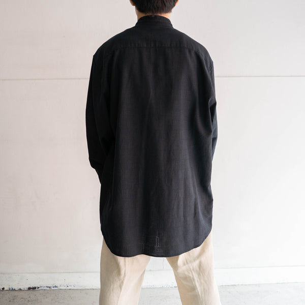 1990s Italy black stand collar l/s shirt