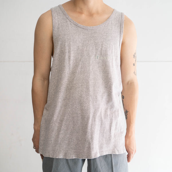 1980s 'champion' marbled gray color cotton × rayon tank top