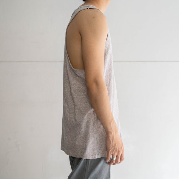 1980s 'champion' marbled gray color cotton × rayon tank top